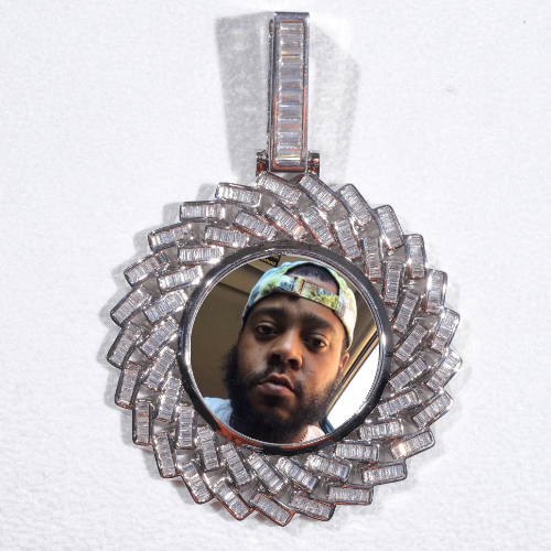 Large 3D Baguette Custom Picture Pendant