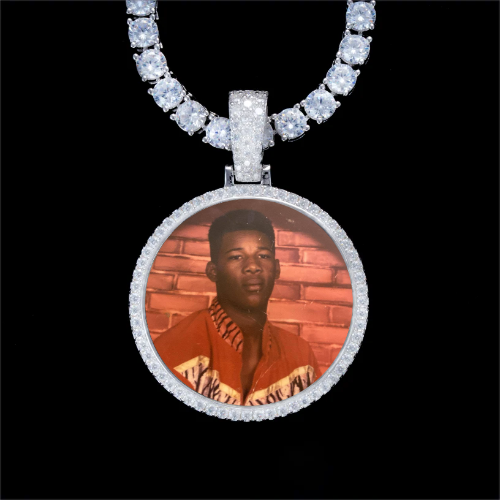 925S & VVS Moissanite 3D Circle Custom Picture Pendant