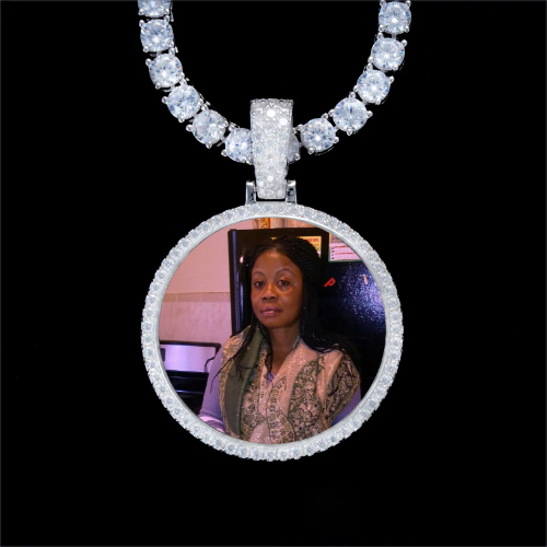 925S & VVS Moissanite 3D Circle Custom Picture Pendant