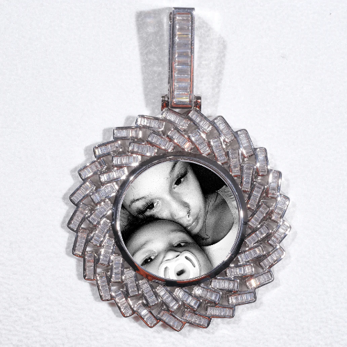 Large 3D Baguette Custom Picture Pendant
