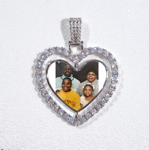 3D Spinning 2-Faced Heart Custom Picture Pendant