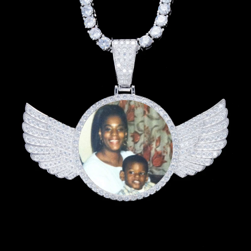 925S & VVS Moissanite 3D Wing Custom Picture Pendant