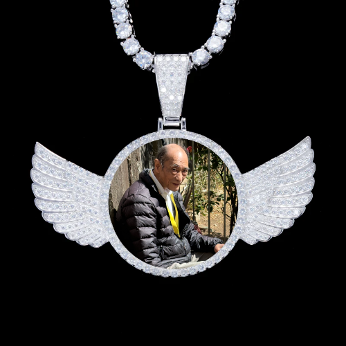 925S & VVS Moissanite 3D Wing Custom Picture Pendant