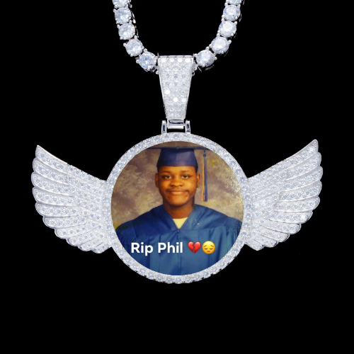 925S & VVS Moissanite 3D Wing Custom Picture Pendant