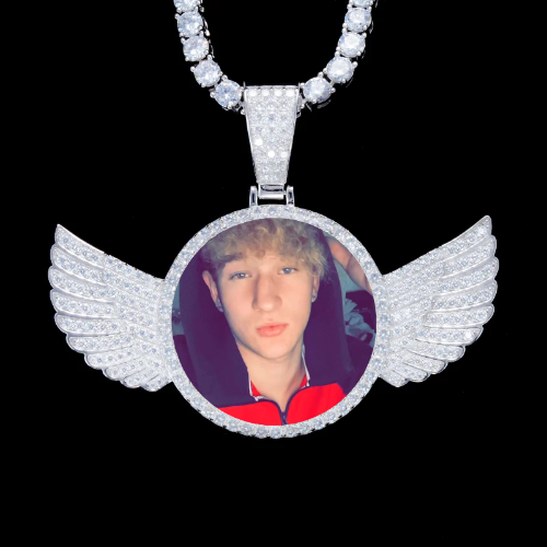 925S & VVS Moissanite 3D Wing Custom Picture Pendant