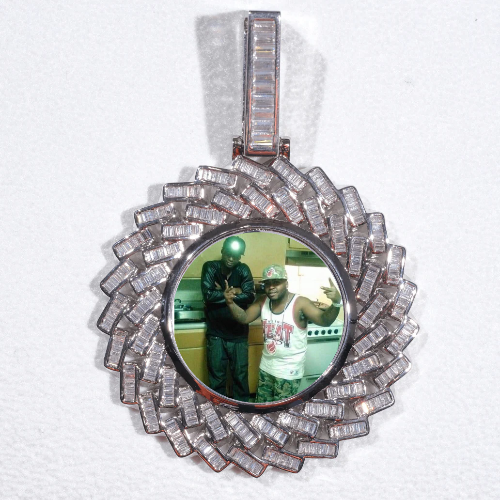 Large 3D Baguette Custom Picture Pendant
