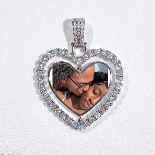 3D Spinning 2-Faced Heart Custom Picture Pendant