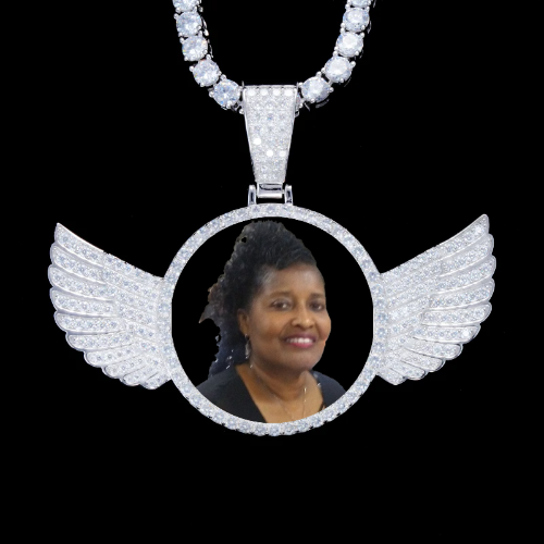 925S & VVS Moissanite 3D Wing Custom Picture Pendant