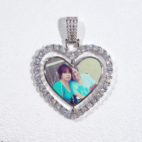 3D Spinning 2-Faced Heart Custom Picture Pendant