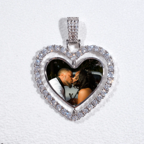 3D Spinning 2-Faced Heart Custom Picture Pendant