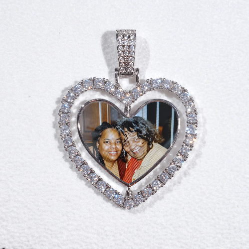 3D Spinning 2-Faced Heart Custom Picture Pendant