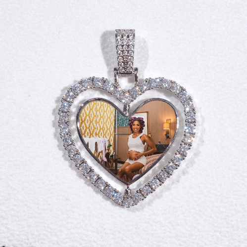 3D Spinning 2-Faced Heart Custom Picture Pendant