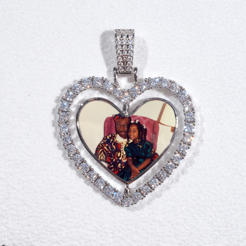 3D Spinning 2-Faced Heart Custom Picture Pendant