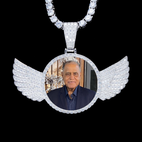 925S & VVS Moissanite 3D Wing Custom Picture Pendant