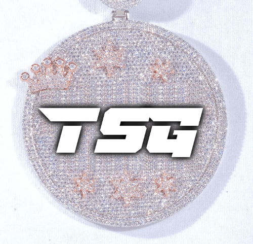 CUSTOM LETTER NECKLACE 3D BIG CROWN DISC