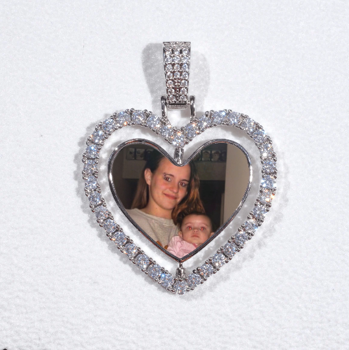 3D Spinning 2-Faced Heart Custom Picture Pendant