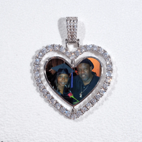 3D Spinning 2-Faced Heart Custom Picture Pendant