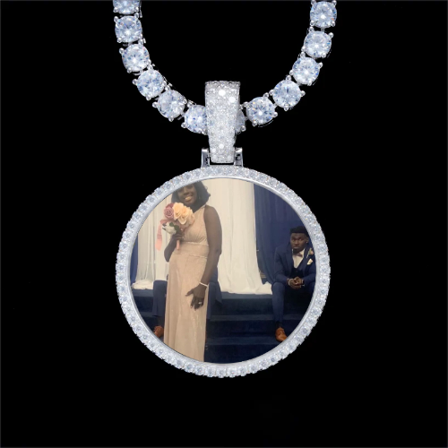 925S & VVS Moissanite 3D Circle Custom Picture Pendant