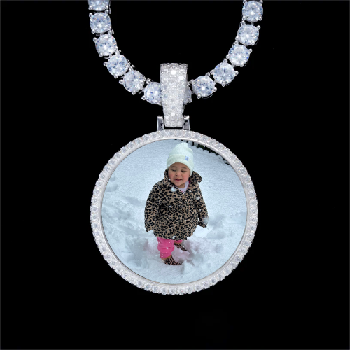 925S & VVS Moissanite 3D Circle Custom Picture Pendant