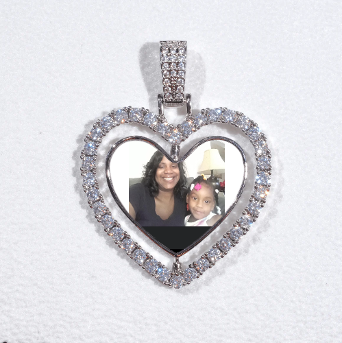 3D Spinning 2-Faced Heart Custom Picture Pendant