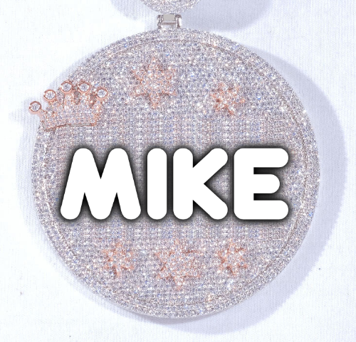 CUSTOM LETTER NECKLACE 3D BIG CROWN DISC