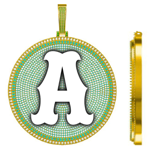 CUSTOM LETTER NECKLACE 3D BIG DISC