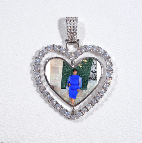3D Spinning 2-Faced Heart Custom Picture Pendant