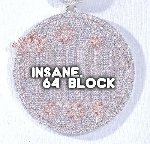 CUSTOM LETTER NECKLACE 3D BIG CROWN DISC