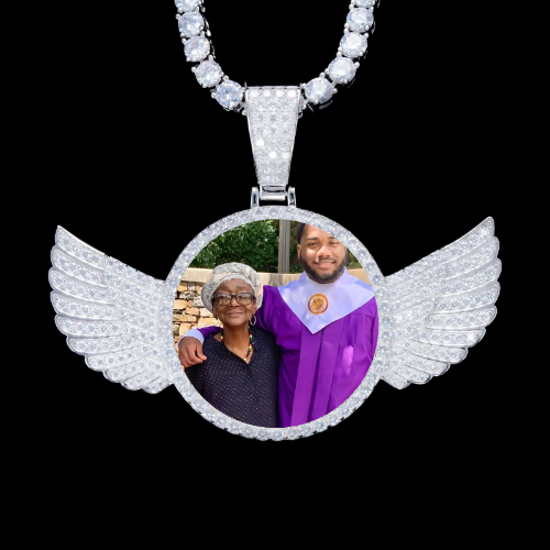 925S & VVS Moissanite 3D Wing Custom Picture Pendant