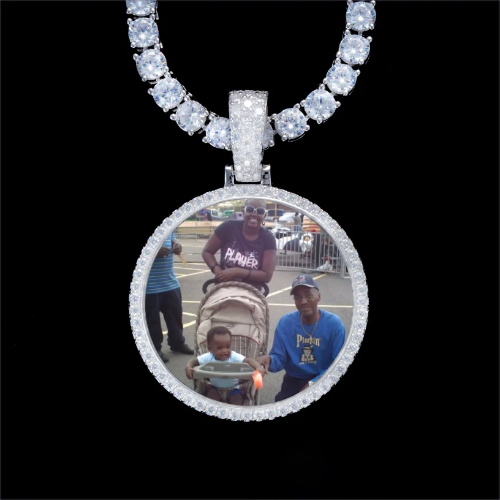 925S & VVS Moissanite 3D Circle Custom Picture Pendant