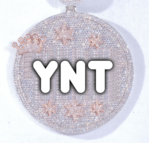 CUSTOM LETTER NECKLACE 3D BIG CROWN DISC