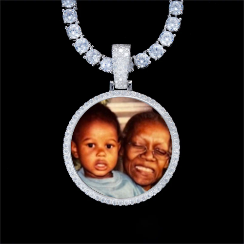 925S & VVS Moissanite 3D Circle Custom Picture Pendant