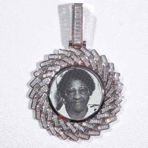 Large 3D Baguette Custom Picture Pendant