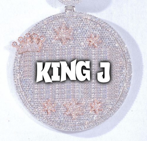 CUSTOM LETTER NECKLACE 3D BIG CROWN DISC