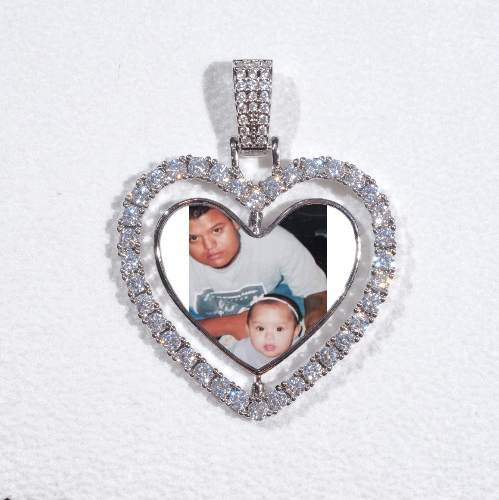 3D Spinning 2-Faced Heart Custom Picture Pendant