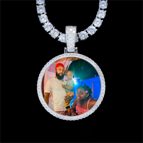 925S & VVS Moissanite 3D Circle Custom Picture Pendant