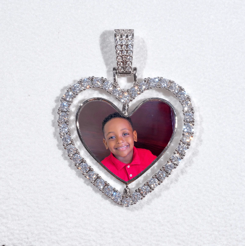 3D Spinning 2-Faced Heart Custom Picture Pendant