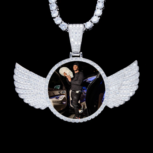 925S & VVS Moissanite 3D Wing Custom Picture Pendant