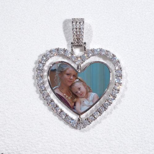 3D Spinning 2-Faced Heart Custom Picture Pendant