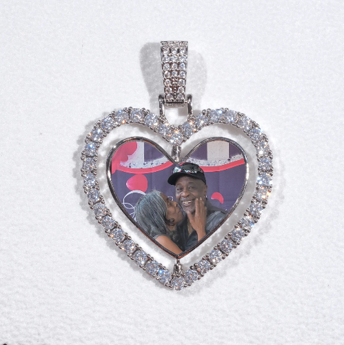 3D Spinning 2-Faced Heart Custom Picture Pendant