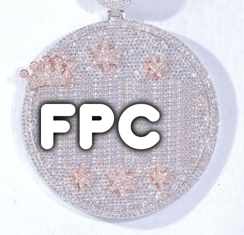 CUSTOM LETTER NECKLACE 3D BIG CROWN DISC