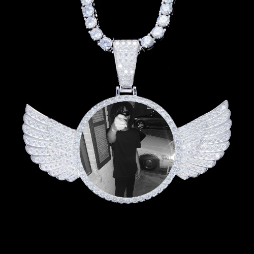 925S & VVS Moissanite 3D Wing Custom Picture Pendant