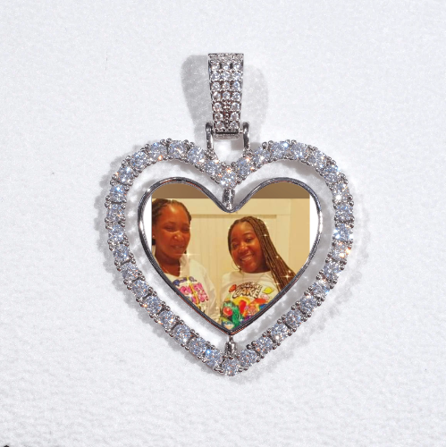 3D Spinning 2-Faced Heart Custom Picture Pendant