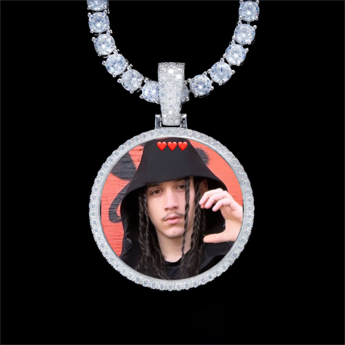 925S & VVS Moissanite 3D Circle Custom Picture Pendant