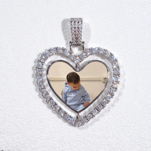 3D Spinning 2-Faced Heart Custom Picture Pendant