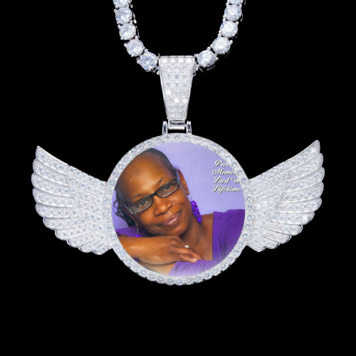 925S & VVS Moissanite 3D Wing Custom Picture Pendant