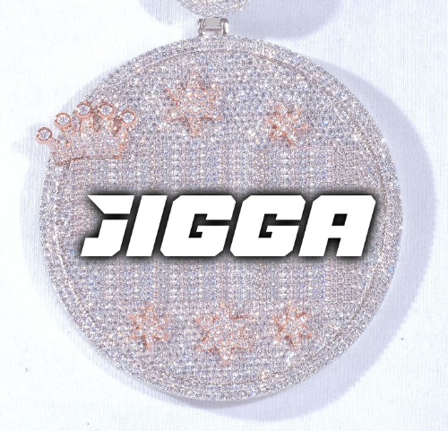 CUSTOM LETTER NECKLACE 3D BIG CROWN DISC
