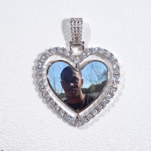 3D Spinning 2-Faced Heart Custom Picture Pendant