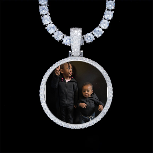 925S & VVS Moissanite 3D Circle Custom Picture Pendant