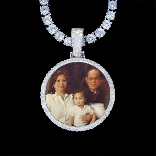 925S & VVS Moissanite 3D Circle Custom Picture Pendant